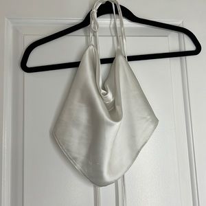 White satin tie top